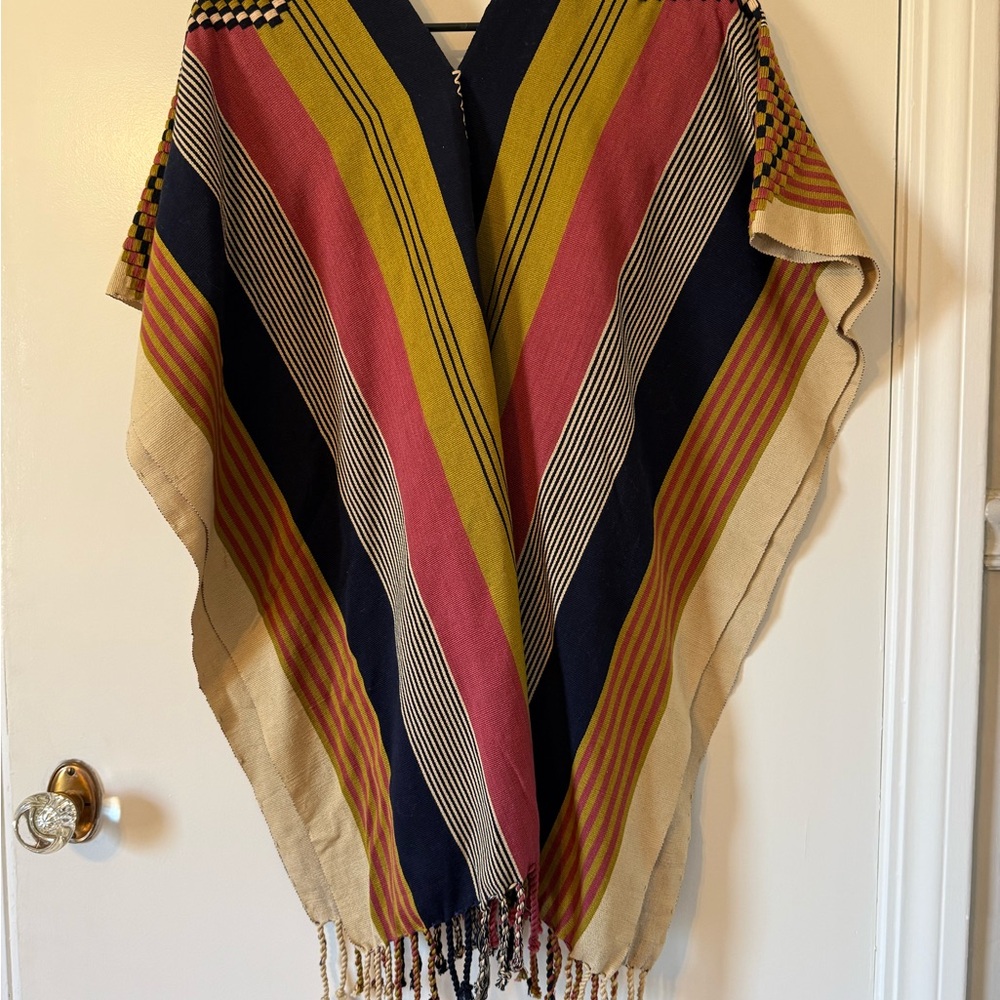 Multicolor Striped Hand-woven Poncho